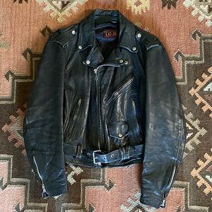 Vintage ICS Motorcycle Leather Jacket With Harley-Davidson Logo